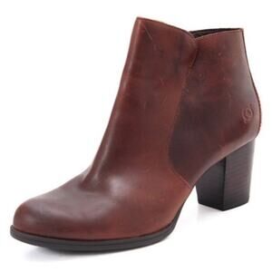 Born Alter Zippered Heeled Booties Brown Size 9 Office Minimalist Dressy Comfort